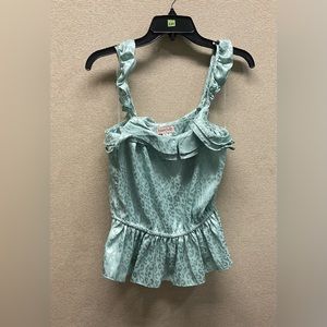 🌟 BLOOMFIELD NWOT Bloomfield Seafoam Green Tank Top with Cheetah Print